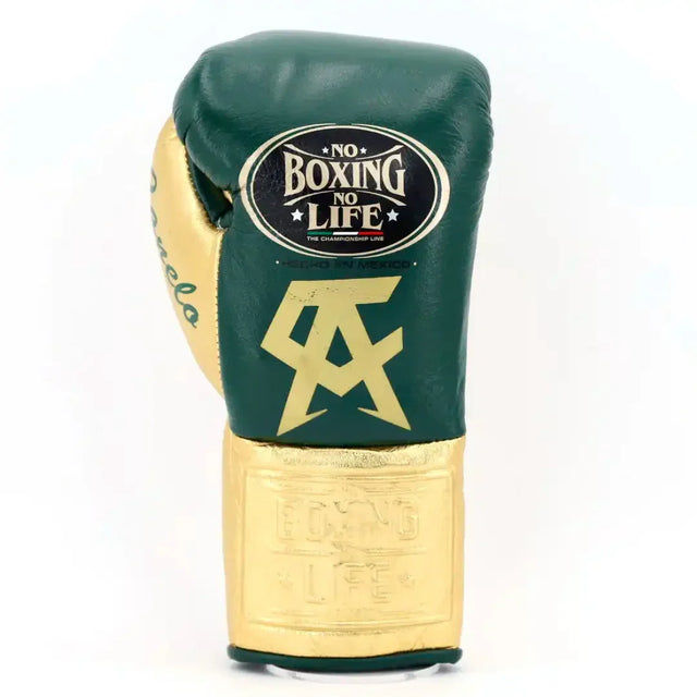 UKmets Dark Green & Gold Lace-Up Boxing Gloves