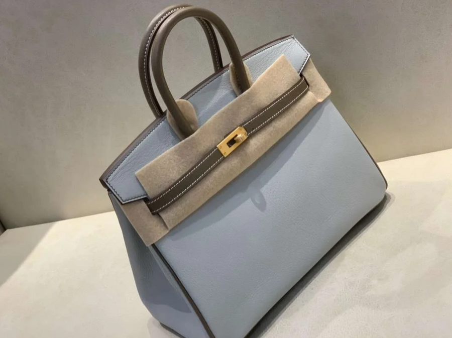 Hermes Birkin 25 Beton Togo Blue For Women 25cm  9.8in