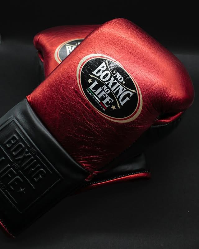 UKmets Red & Black Lace-Up Boxing Gloves