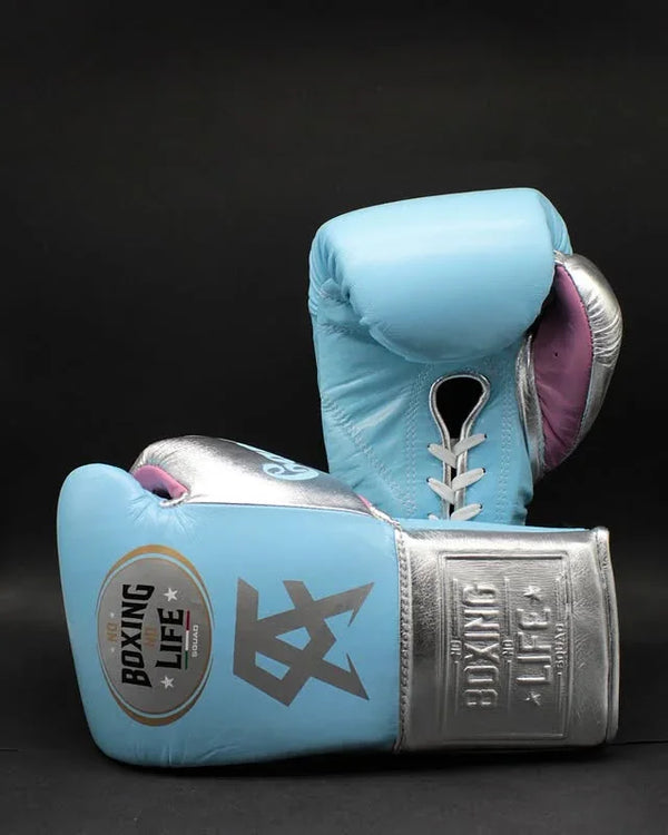 UKmets Blue & Pink Lace-Up Boxing Gloves
