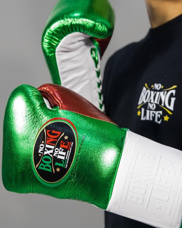 UKmets Green, White & Red Lace-Up Boxing Gloves