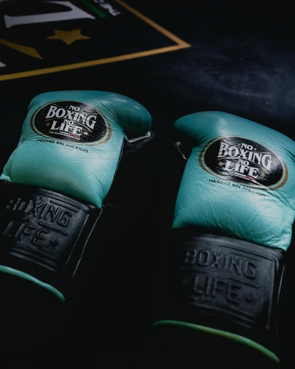 UKmets Sea Green & Black Lace-Up Boxing Gloves