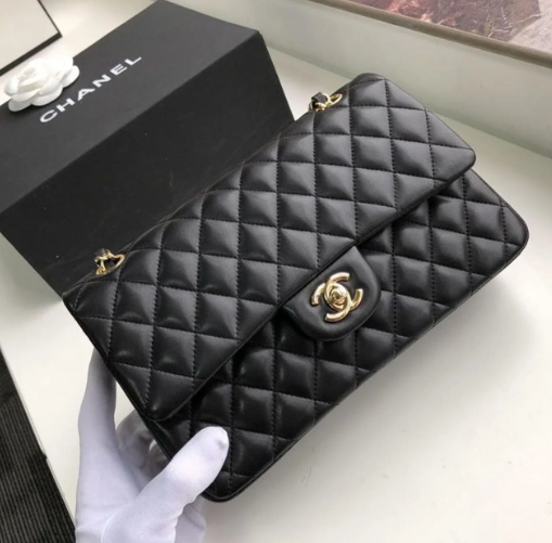 Chanel Classic Flap Bag 25cm Silver Hardware Lambskin Leather Spring/Summer Collection Black