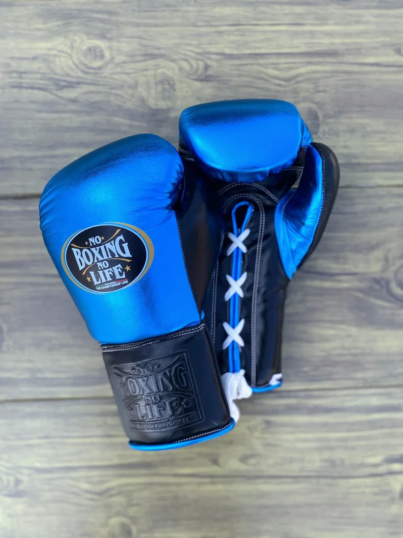 UKmets Blue & Black Boxing Set: Lace-Up Gloves, Headgear & Groin Guard