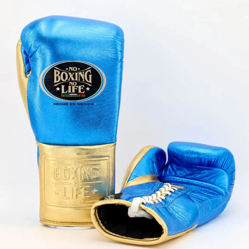 UKmets Blue & Gold Lace-Up Boxing Gloves