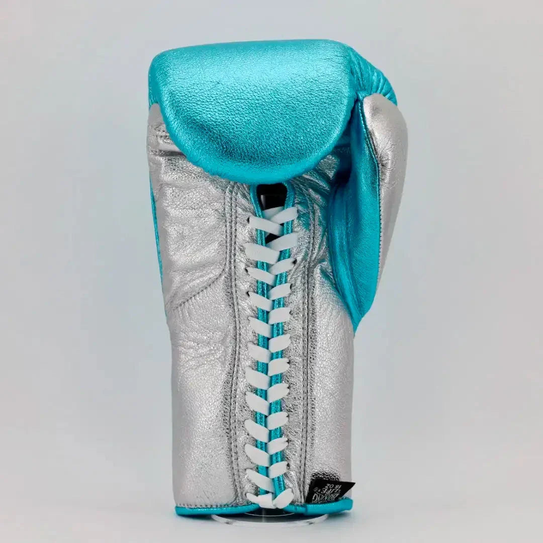 UKmets Blue & Silver Lace-Up Boxing Gloves