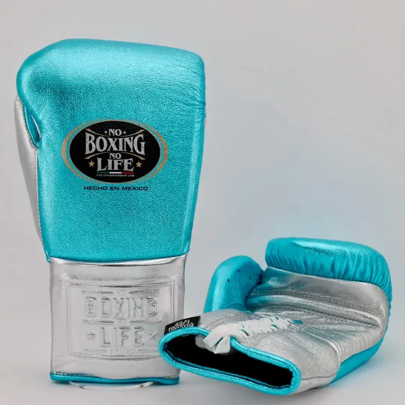 UKmets Blue & Silver Lace-Up Boxing Gloves