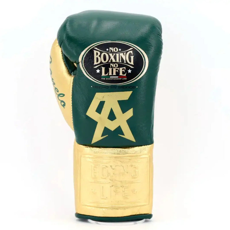UKmets Dark Green & Gold Lace-Up Boxing Gloves