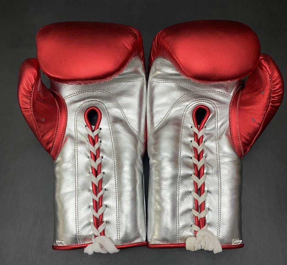 UKmets Red & Silver Lace-Up Boxing Gloves