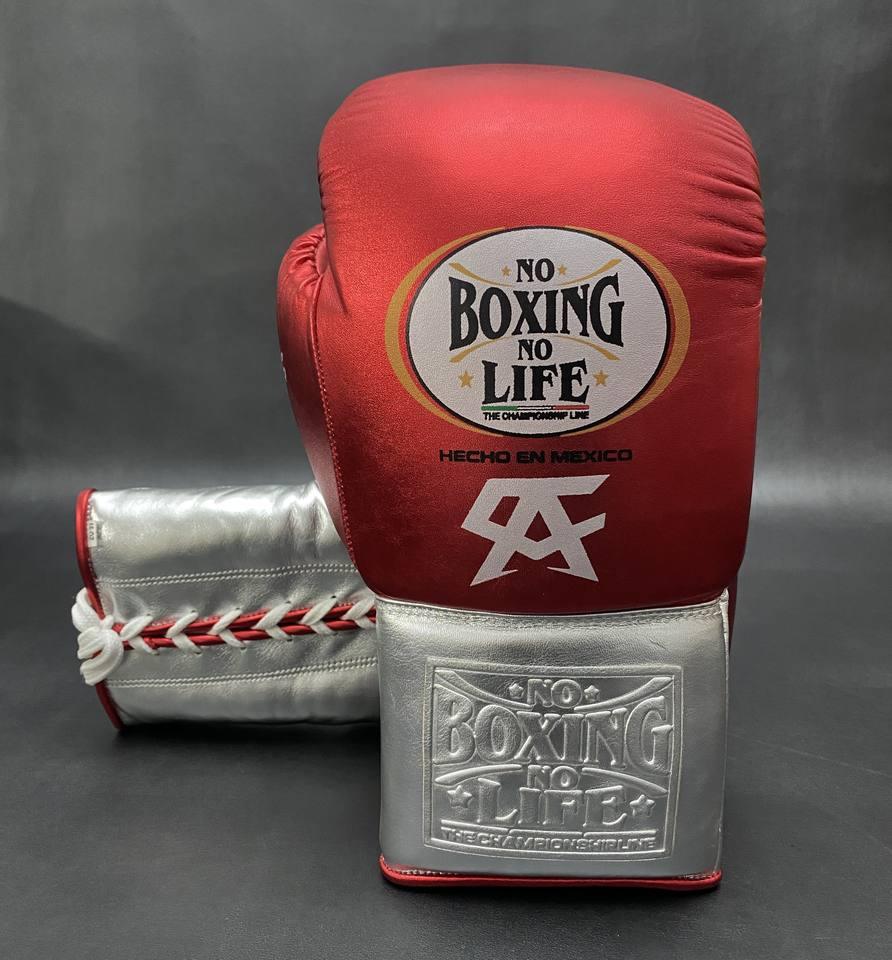 UKmets Red & Silver Lace-Up Boxing Gloves