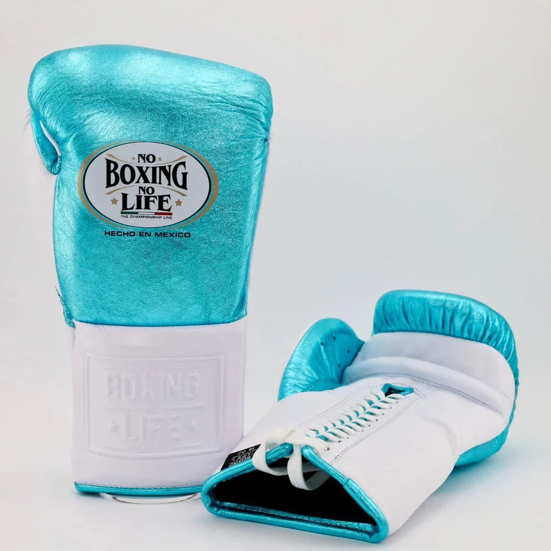 UKmets Sky Blue & White Lace-Up Boxing Gloves