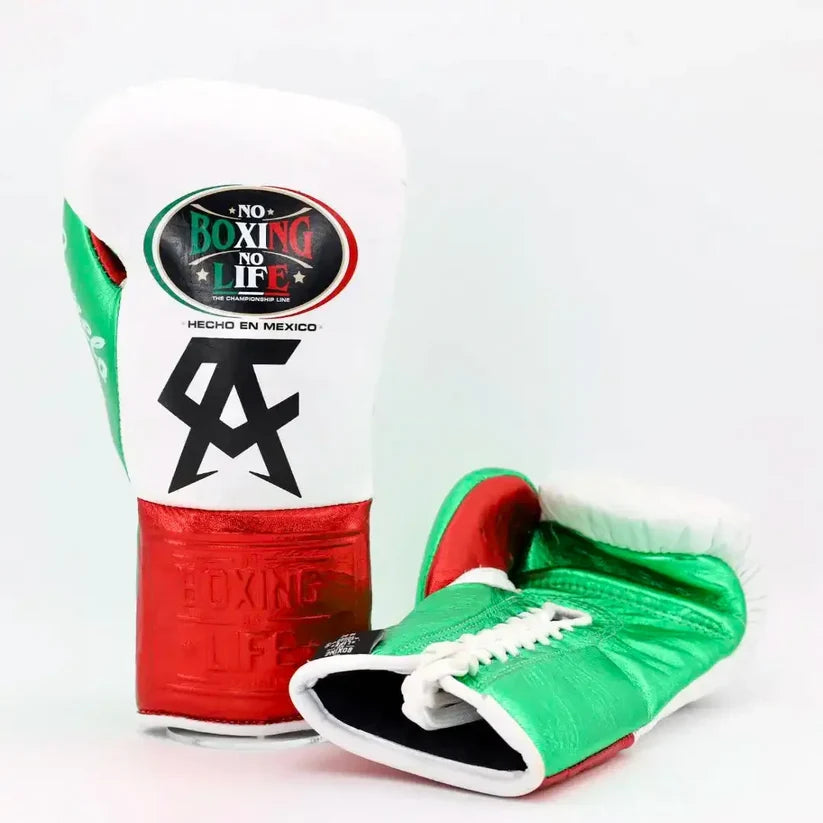 UKmets White, Red & Green Lace-Up Boxing Gloves