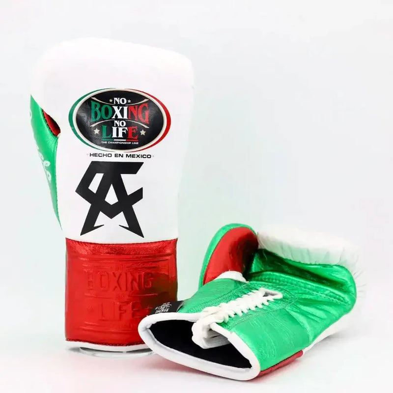 UKmets White, Red & Green Lace-Up Boxing Gloves