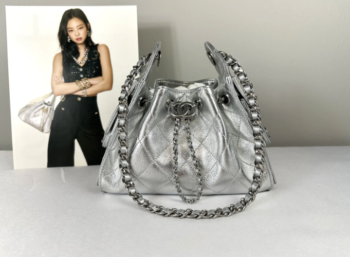 Chanel 26C Silver Caviar Mini 25 with Ruthenium Hardware