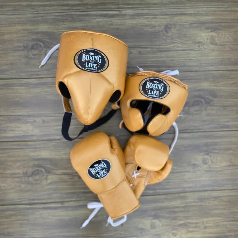 UKmets Gold Boxing Sparring Set: Gloves, Headgear & Groin Guard